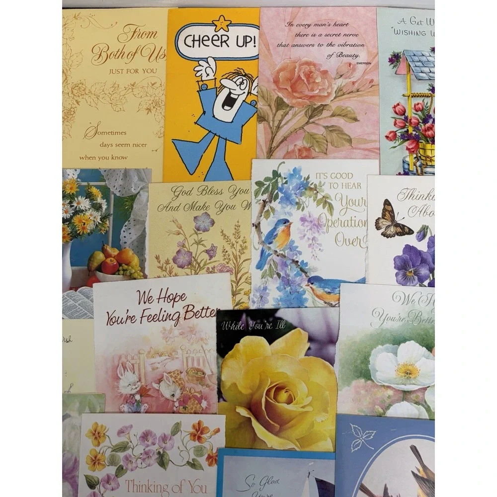 Vintage Get Well Cards Fronts ONLY Scrapbooking Crafts Decoupage Lot of 50+